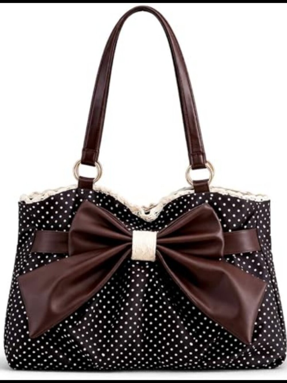 Vintage Retro Polka Dot Tote Bag Small Cute Shoulder Purse with Bow